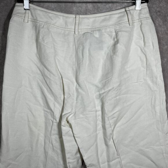 Kasper Pants 14 White Linen Blend Trousers Ankle Straight Leg Career Casual Work - Picture 4 of 10